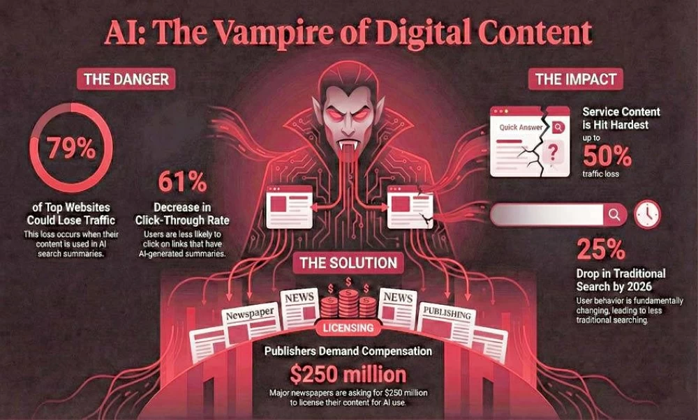 صراع للبقاء ضد «مصاصي دماء» يتغذون على جهد الصحفيين.. هل يكتب البحث بالذكاء الاصطناعى شهادة وفاة المواقع الصحفية؟ (ملف خاص)